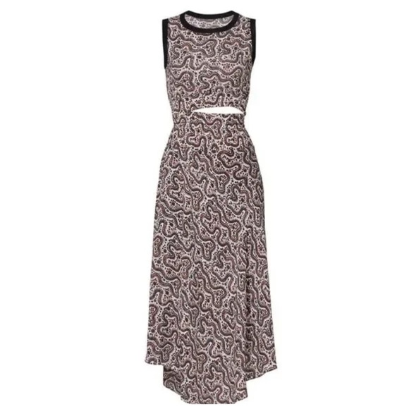 NWOT A.L.C. Sandra Floral Silk Cutout Midi Dress Black Ginger Smocked Panel 8 - Picture 1 of 11